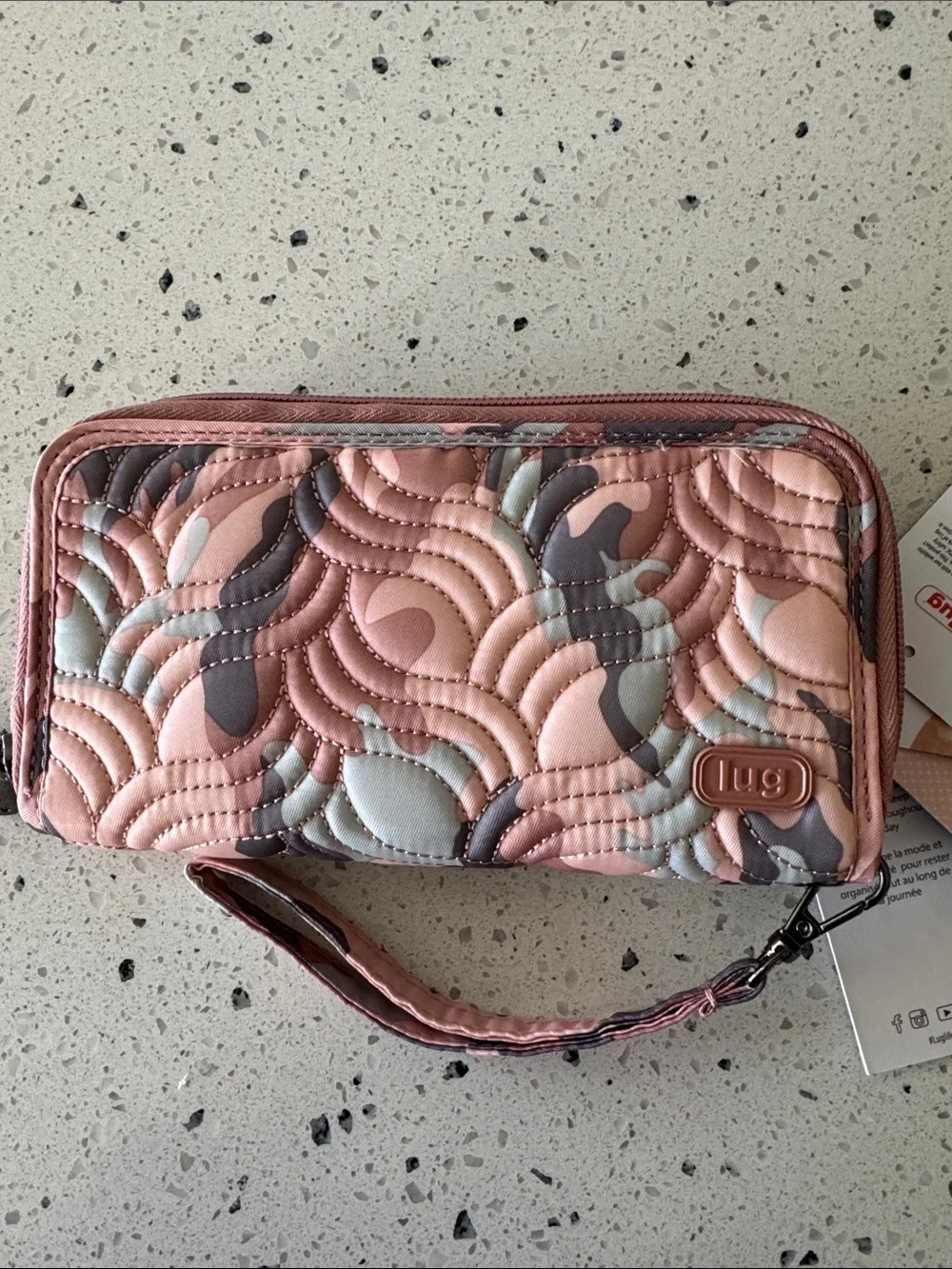 Lug Splits XL Camo Rose Wristlet Wallet RFID Casual Travel Zip Closure NWT